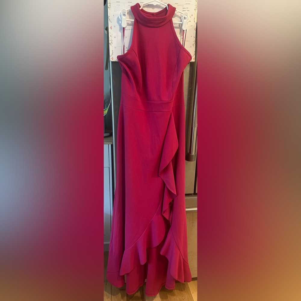 Magenta Split Mermaid Body-con Evening Dress